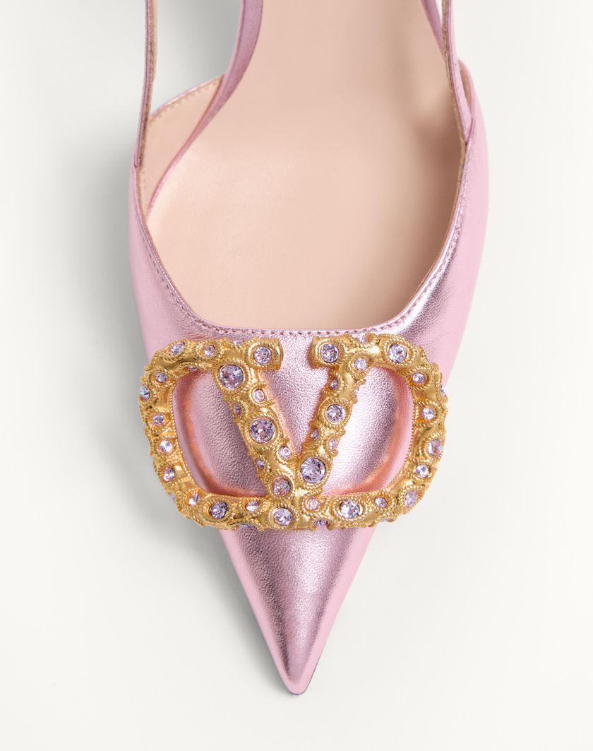 VLOGO SIGNATURE SLINGBACK PUMP IN LAMINATED NAPPA LEATHER 80MM - Image 3